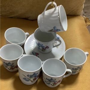 Vintage Delicate Fine Porcelain Mini Tea Set Of 7